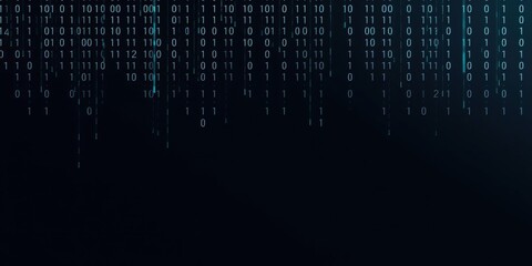 Fototapeta premium Abstract animation of binary data moving on dark background, technology, flow