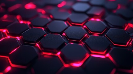 Futuristic hexagonal pattern with glowing red accents