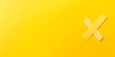 Isolated Bandaid icon placed on the right side, surrounded by a panoramic yellow backdrop with enough space for text --ar 3:2 --s 50