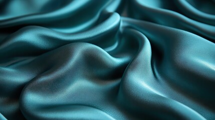 Obraz premium Elegant dark green silk satin fabric with smooth folds, perfect for luxury design backgrounds.