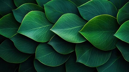 Naklejka premium Close-up of vibrant green leaves with intricate veins