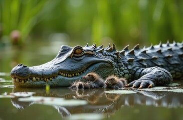 Fototapeta premium alligator in the swamp