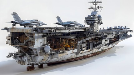 Highly Detailed D Rendered Military Aircraft Carrier Unveiling Its Intricate Inner Workings and Complex Engineering