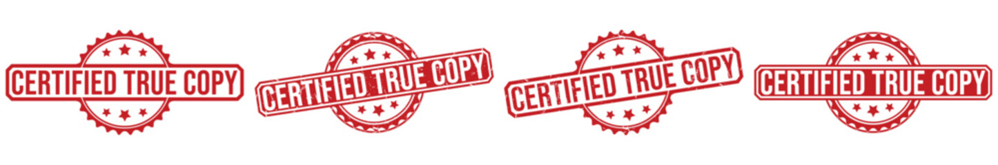 Certified True Copy rubber stamp on white background. Certified True Copy Stamp.