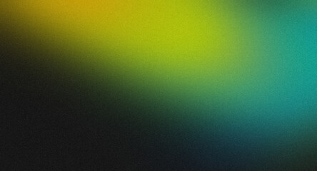 Abstract dark colors glowing grainy gradient backdrop. Soft blue green orange color noisy gradient, vibrant color flow,wave shaped, bright, shine, noise texture, banner, poster