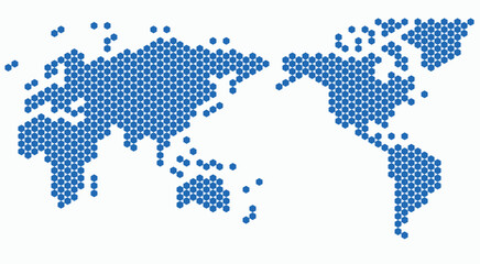 Fototapeta premium Hexagon shape world map on white background.