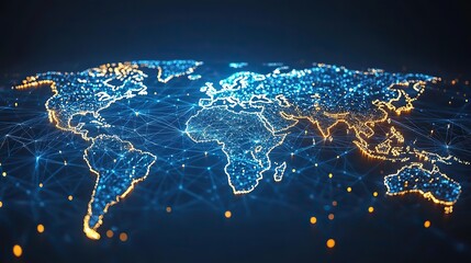 Global network connection concepts, including big data and digital business solutions, are illustrated through a world map and connected points.