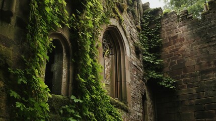 Historic stone gatehouse surrounded by vibrant spring wildflowers, evoking timeless charm. AI generated