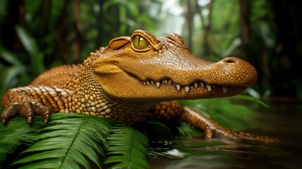 Fototapeta premium Close up of a Crocodile in a Tropical Rainforest