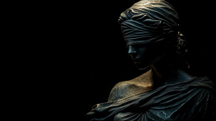 Naklejka premium Blindfolded Lady Justice Statue Holding Scales