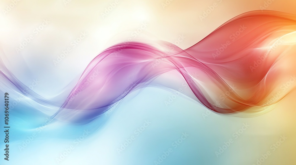 Poster Abstract colorful wavy background with blurred light effects.