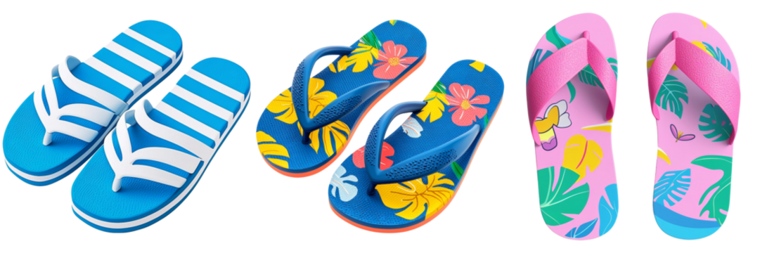 Colorful Flip Flops Perfect for Summer Beach Vibes and Tropical Adventures