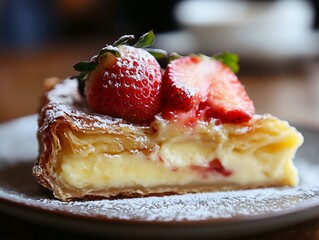 Cakes, cheesecakes, and sweet desserts with beautifully decorated fruits.