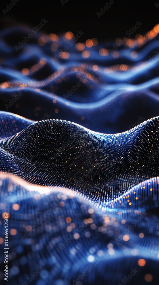 Aufkleber Abstract digital wave pattern with glowing particles.
