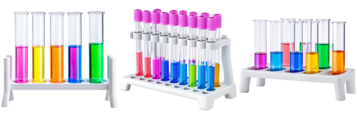 Colorful Test Tubes with Vibrant Liquids in Laboratory Setup