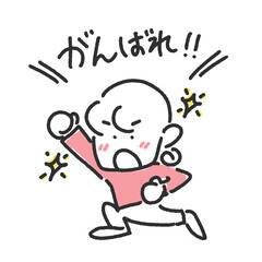 拳を上げて大声で応援する女性　手描きイラスト