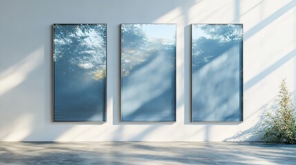 Realistic flat glass plate banners featuring window mockups with light effects, resembling transparent glass panels.