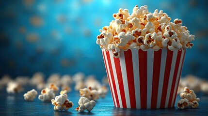 Realistic popcorn bucket in vector format, representing a classic cinema or movie snack.