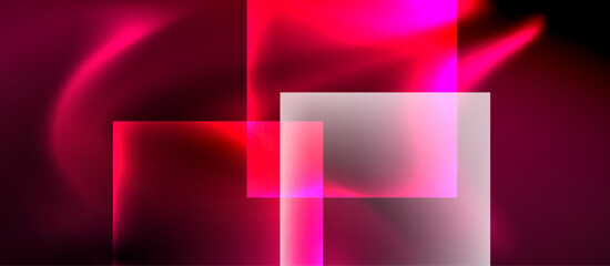 Obraz premium Glass squares with neon shiny light abstract background