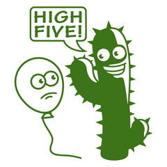 Cactus Balloon High Five Greeting Spikes Funny Fun
Spines Plant Thorny Stinger Spine Green Botanical Nature Cool Fun Sahara Plant Lover Isolated T-Shirt Poster Sticker Print Illustration Vector Design