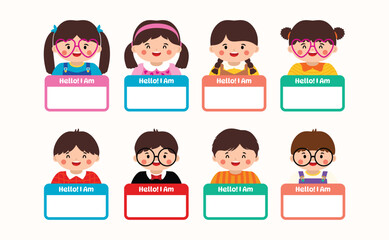 Kids name tag template vector