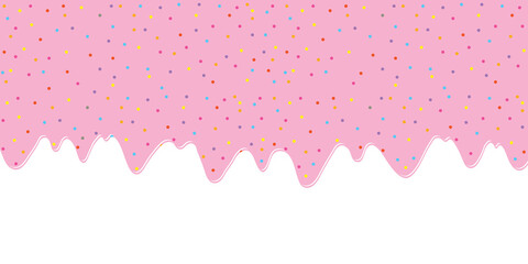 topping icing for sprinkling on sweet melting in various colors. Beautiful colorful and seamless with pink backdrop. copy space with transparent background png