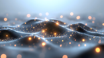 Ethereal Light and Shimmering Waves Abstract Background with Glowing Particles and Soft Focus
