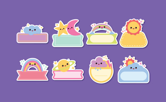 Set of name tag template vector