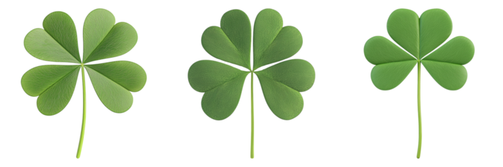 Exploring the Beauty of Three Distinct Clover Leaves on a Black Background