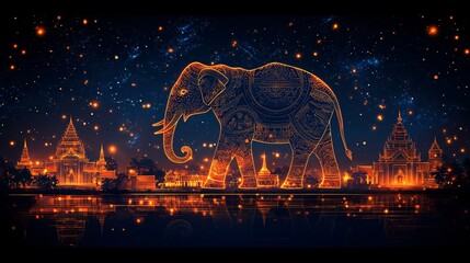 Explore the mystique of the thai white elephant with golden kanok designs