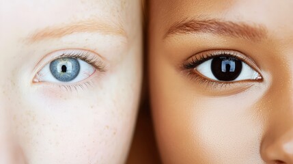 Naklejka premium Closeup Eyes of Diverse People Unity Diversity Tolerance Acceptance
