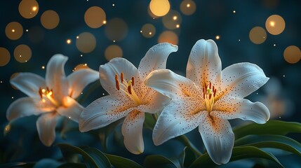Fototapeta premium Delicate lilies illuminate sweet dreams