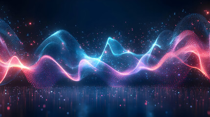 Abstract Background with Glowing Blue and Red Waves