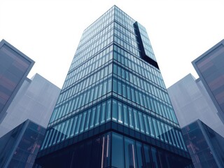Futuristic abstract design of a contemporary skyscraper with geometric shapes and glass facade, geometric, innovative