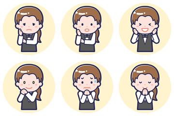 ウェイトレスのポーズセット_04