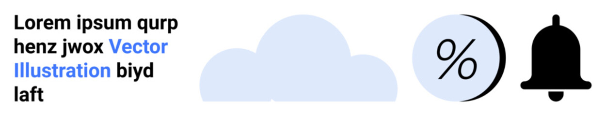 Cloud, percentage symbol, and bell notification elements. Ideal for web design, app interfaces, weather forecasts, sales, alerts, notifications, and dashboards Landing page