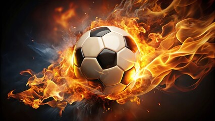 Fototapeta premium A Soccer Ball Engulfed in Fiery Passion, A Metaphor for the Unbridled Intensity of the Sport