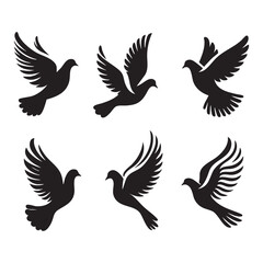 Fototapeta premium Silhouette set of dove