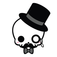 Cute Skull wearing gentleman hat