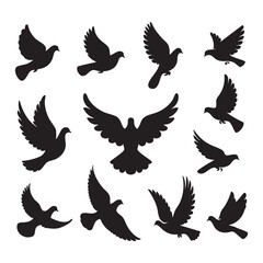 Obraz premium Silhouette set of dove