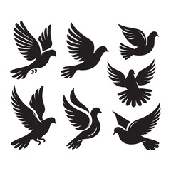 Obraz premium Silhouette set of dove