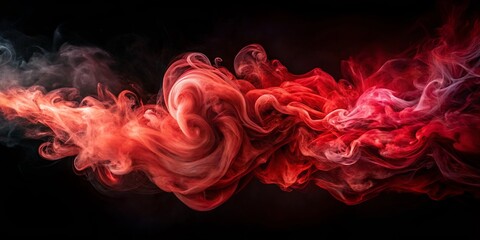 Intricately Swirling Red and White Smoke Ethereal Form Against a Dark Canvas