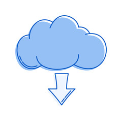 Download Cloud Icon Illustration with pastel colour palette in doodle style perfect for Finance and Achievements theme design.