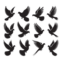 Fototapeta premium Silhouette set of dove