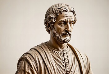 Stunning Depicting Statue of a Renaissance scientist, isolated on a white background.