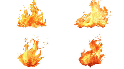 Collection of Vibrant Fire Clipart Flames on a Transparent Background Generative AI