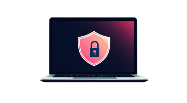 PNG, Cyber ​​Security Awareness Month, laptop isolated on white background, generated by Generative AI technology.