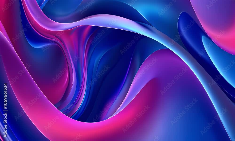 Poster abstract background with colorful wavy lines on blue, simple shapes in the style of 3d render, digit