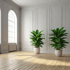 modern empty room with wooden floor 