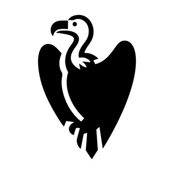 recommend clip art: Black silhouette vulture bird animal sitting vector icon design